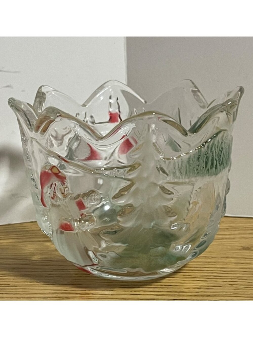 Mikasa Holiday Landscape Glass Votive Candle Holder Christmas Decor Elegant